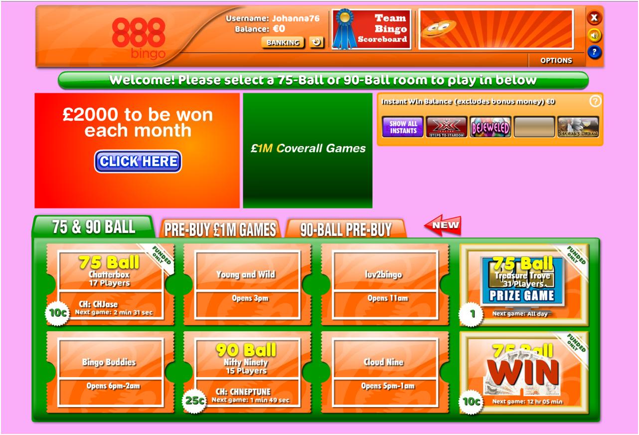 888 Bingo Lobby